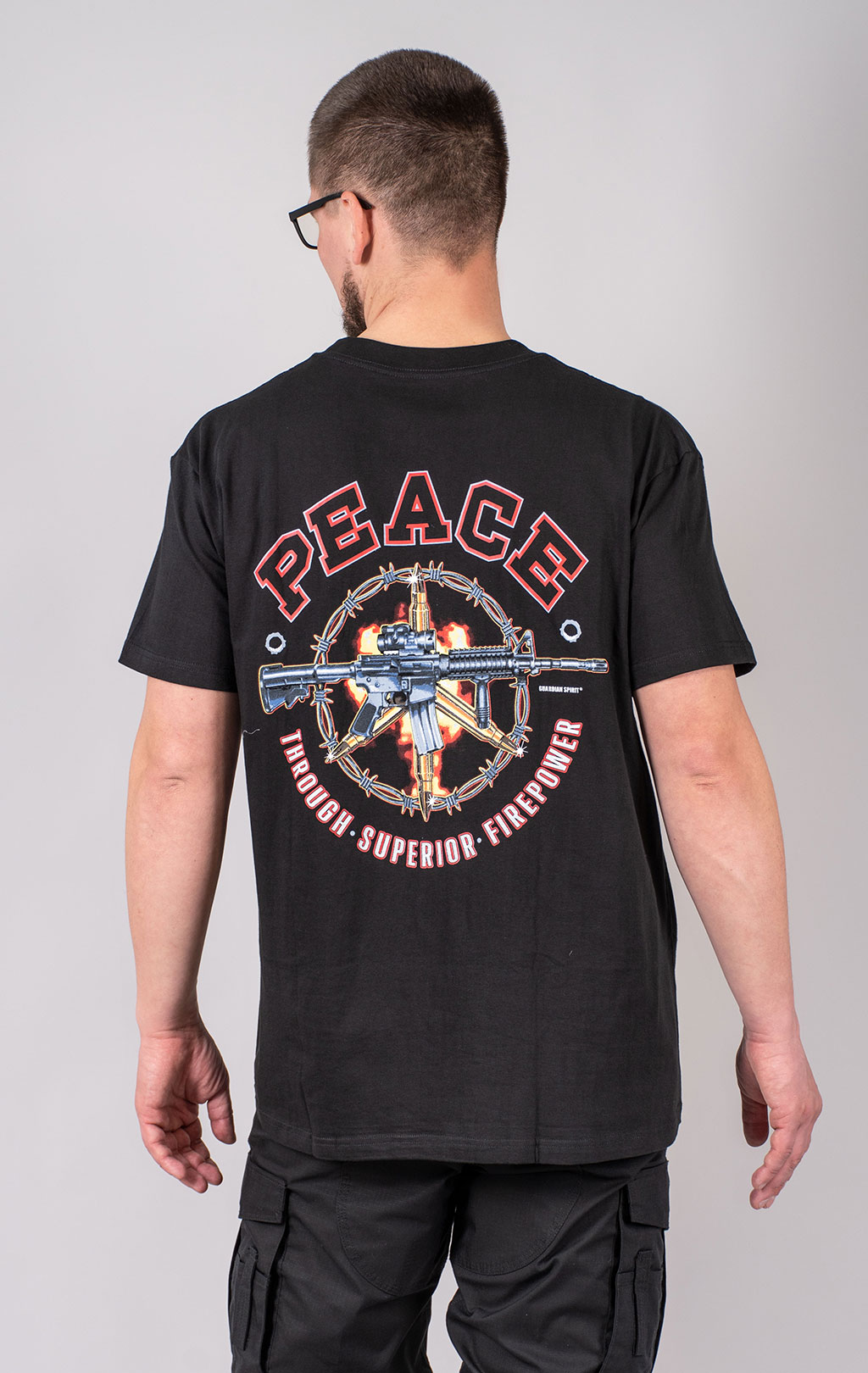Футболка GUARDIAN SPIRIT/SABADO Peace Through Superior 100% хлопок black LU-341 Китай