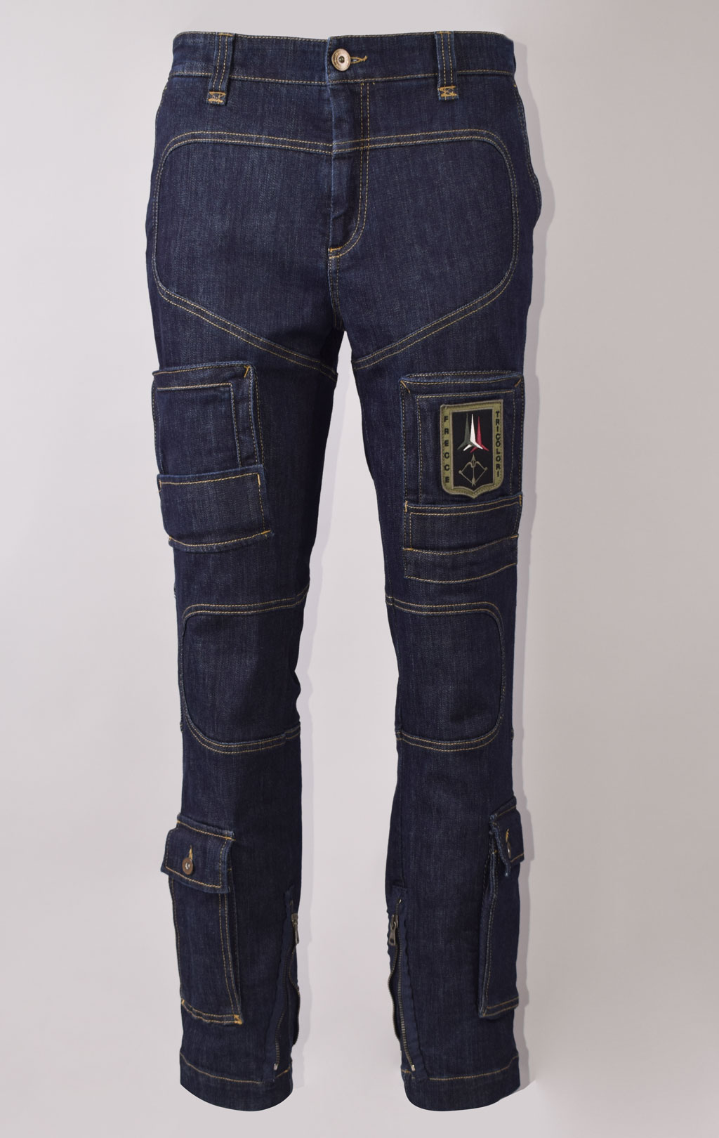 Джинсы-карго AERONAUTICA MILITARE ANTI-G big size плотные FW 23/24/AL dark denim wash (PA 939) 