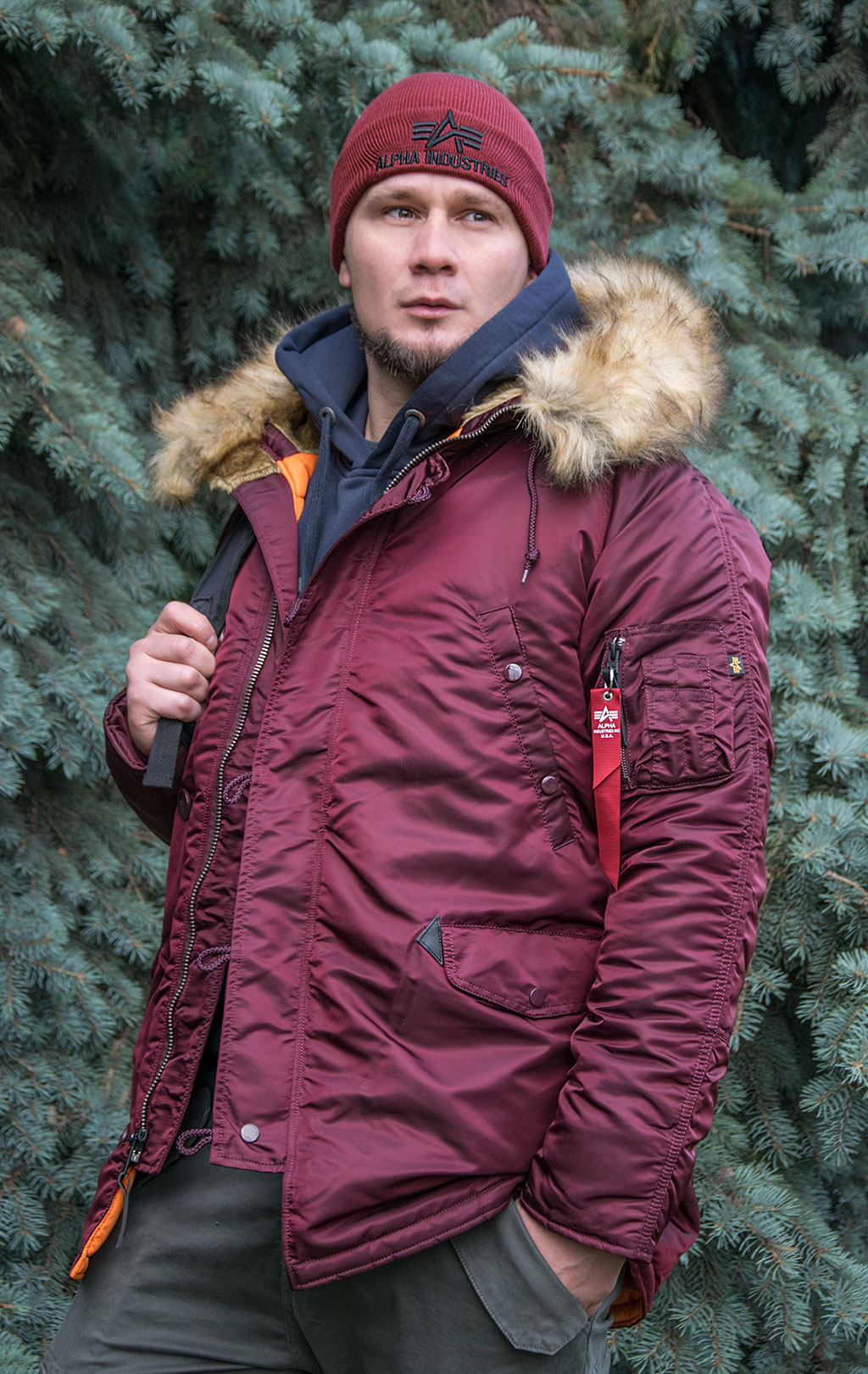 Аляска ALPHA INDUSTRIES VF 59 N-3B deep maroon 