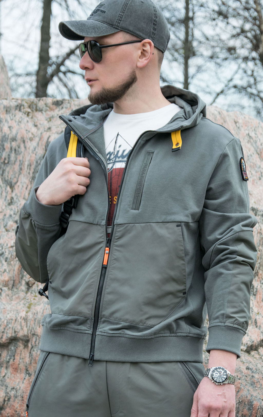 Толстовка с капюшоном PARAJUMPERS RUI на молнии SS 23 iron 