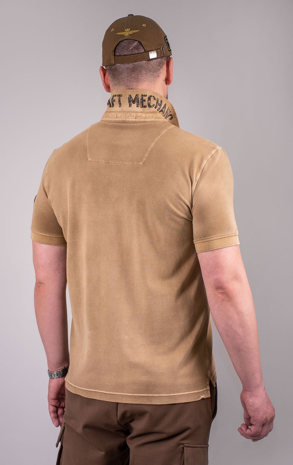 Футболка-поло AERONAUTICA MILITARE SS 24 m/IN peanut brown washed (PO 1775) 