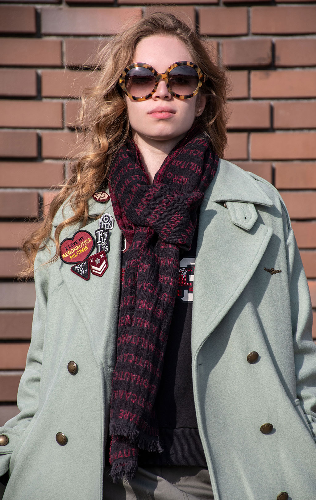 Женский шарф AERONAUTICA MILITARE FW 24/25/IT nero/bordeaux (SH 1154) 