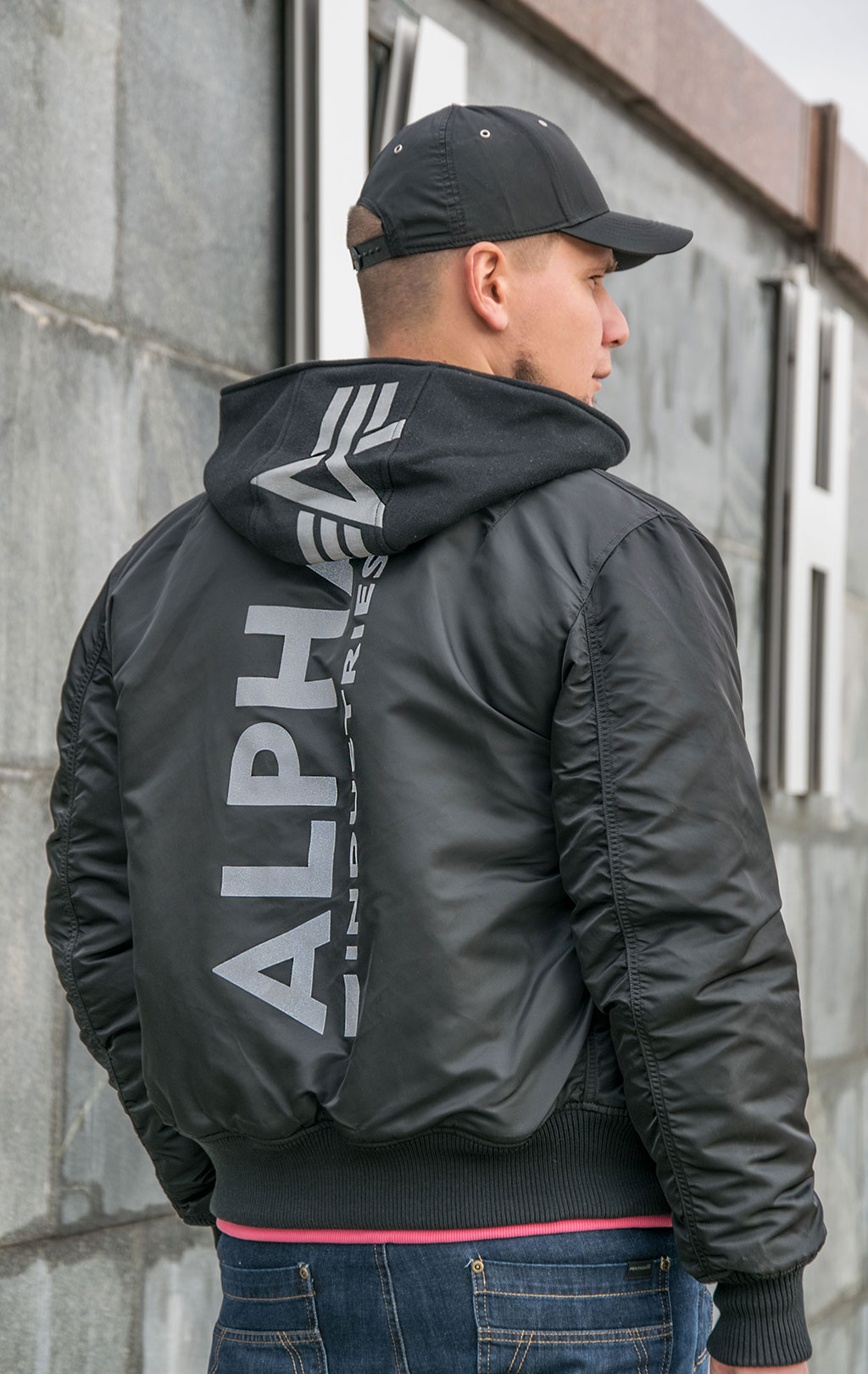 Бомбер ALPHA INDUSTRIES ZH BACK PRINT MA-1 black/reflective 