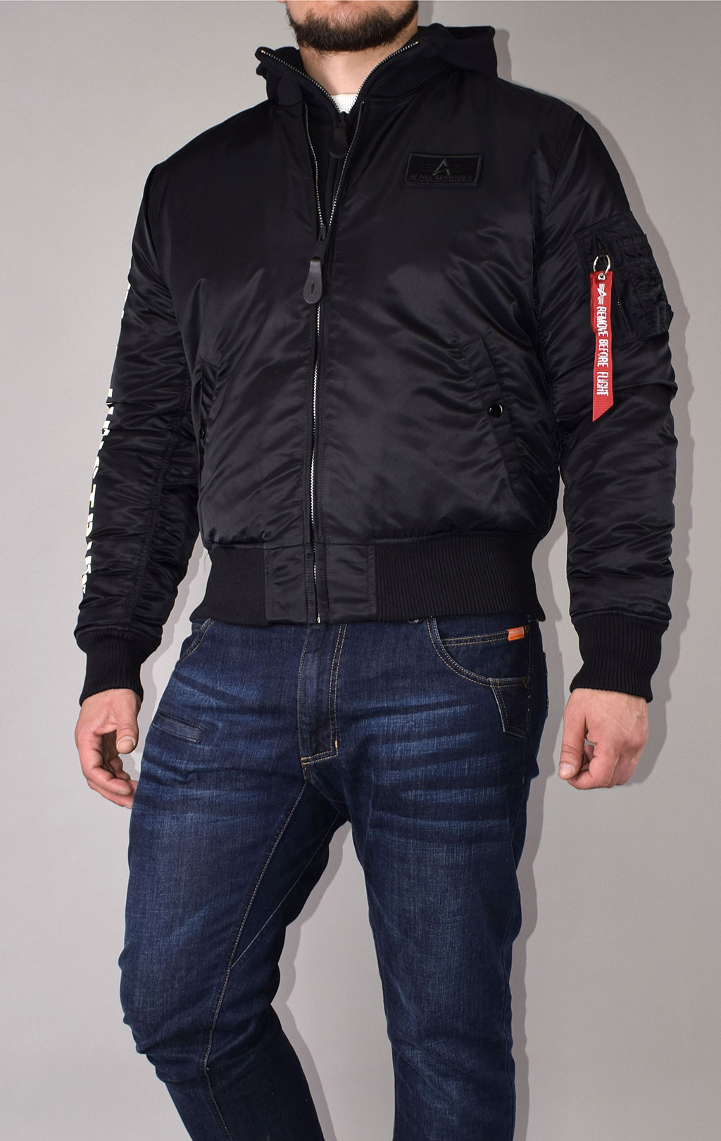 Куртка-бомбер лётная ALPHA INDUSTRIES D-Tec SE big size MA-1 black/reflective 