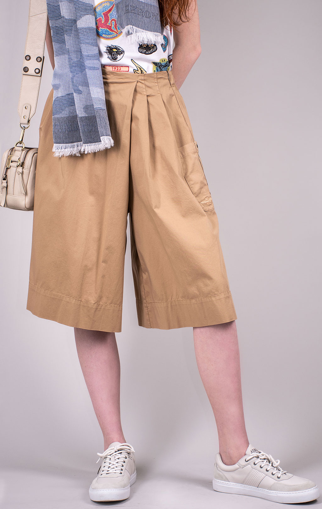 Женская юбка-шорты AERONAUTICA MILITARE SS 24 m/AL khaki (GP 004) 
