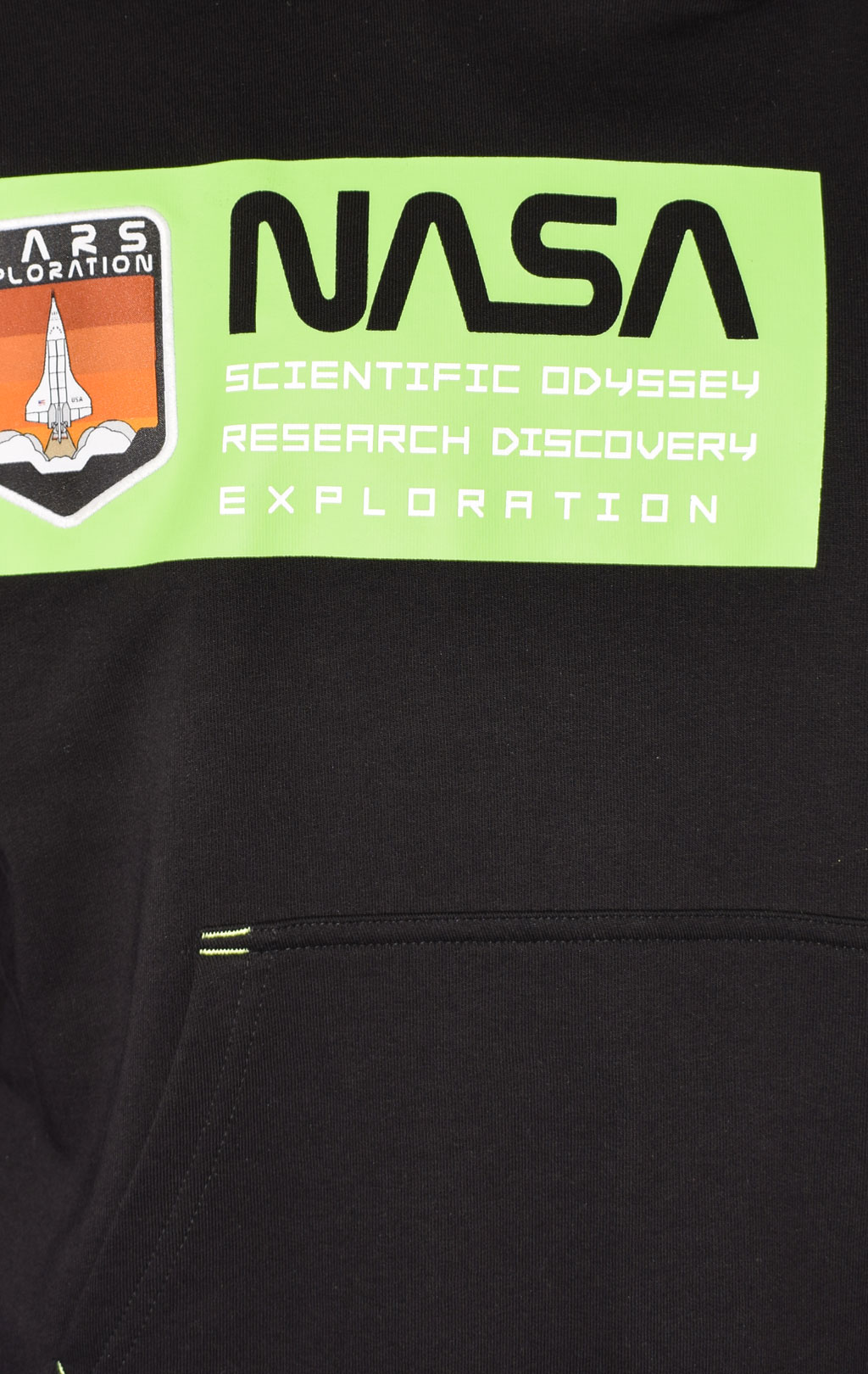 Толстовка ALPHA INDUSTRIES MARS NEON NASA HOODY black/neon green 