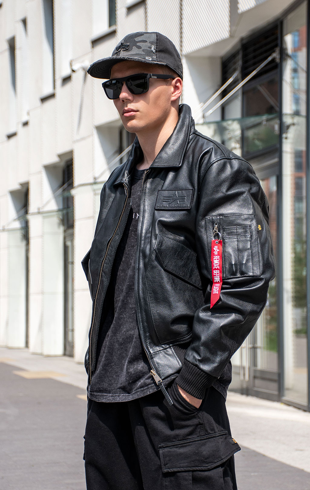 Куртка лётная ALPHA INDUSTRIES CWU Leather HERITAGE black 
