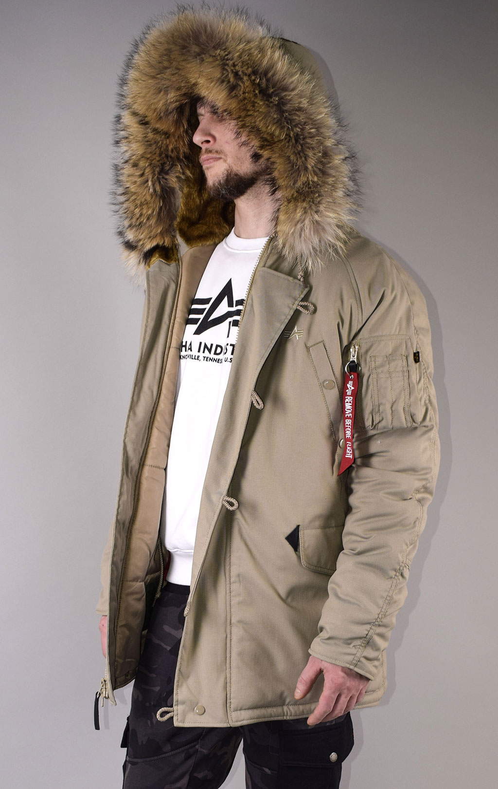 Аляска ALPHA INDUSTRIES EXPLORER big size натур. мех khaki 