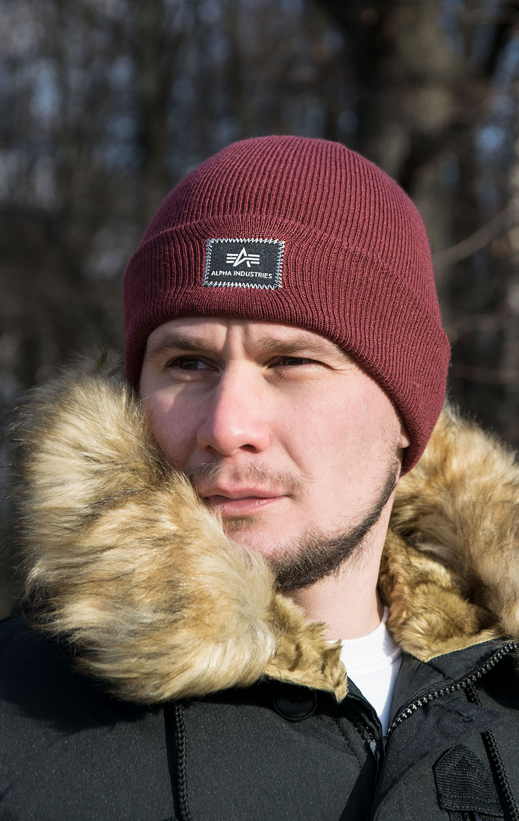 Шапка ALPHA INDUSTRIES X-FIT BEANIE burgundy 