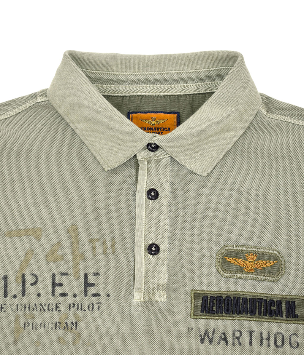 Футболка-поло AERONAUTICA MILITARE SS 20/TR verde militare (PO 1332) 