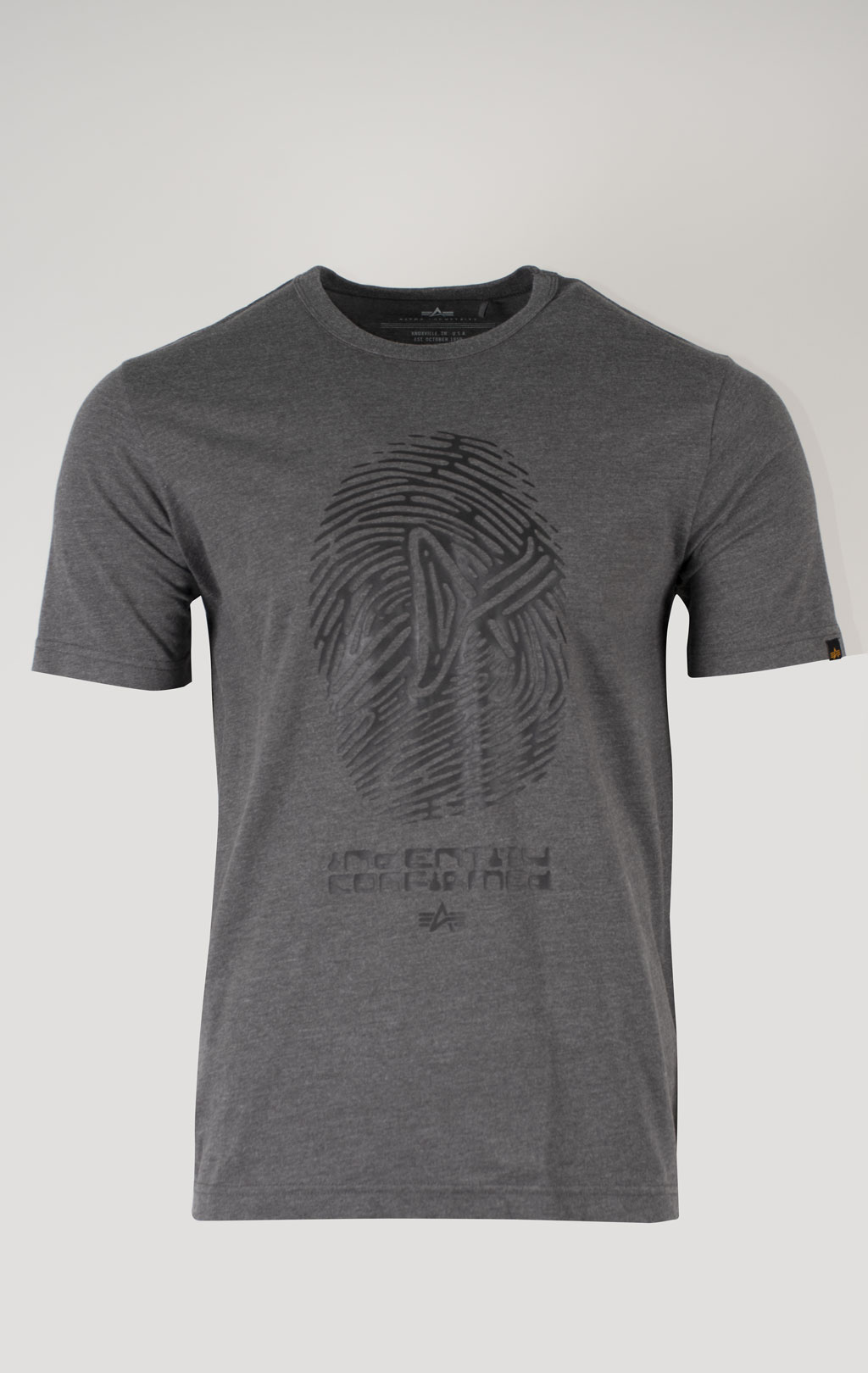 Футболка ALPHA INDUSTRIES ALPHA FINGERPRINT TEE плотная FW 24/25 dark charcoal heather 