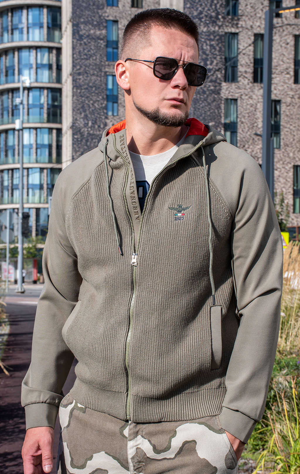 Свитер с капюшоном AERONAUTICA MILITARE FW 24/25/MN dark military green (MA 1369) 