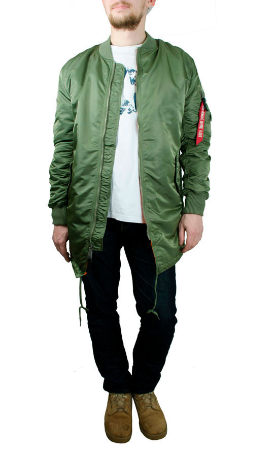 Куртка-бомбер удлинённая ALPHA INDUSTRIES COAT MA-1 sage green Куртка-бомбер удлинённая ALPHA INDUSTRIES COAT MA-1 sage green