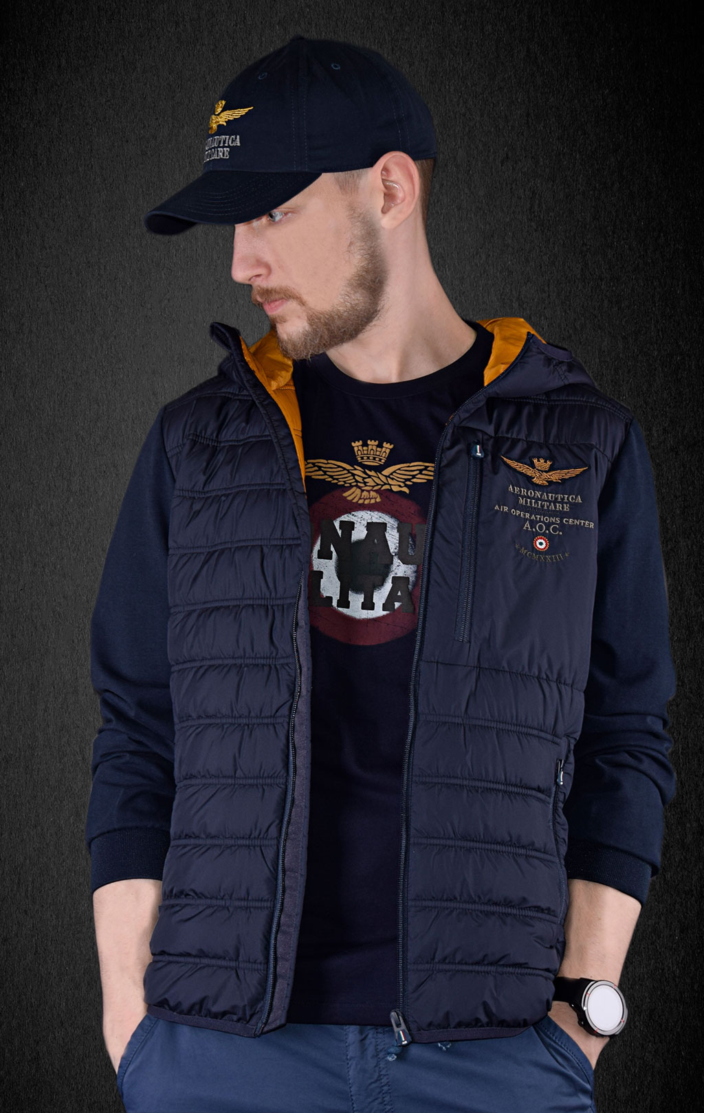 Толстовка с капюшоном AERONAUTICA MILITARE blue navy/blue navy (AF 368) 