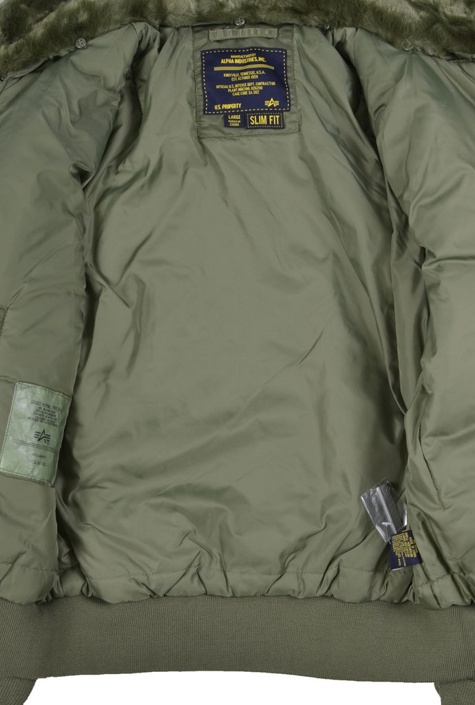 Куртка-пилот ALPHA INDUSTRIES SLIM FIT B-15 sage green 
