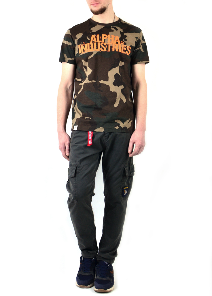 Футболка ALPHA INDUSTRIES BLURRED camo woodland 65 