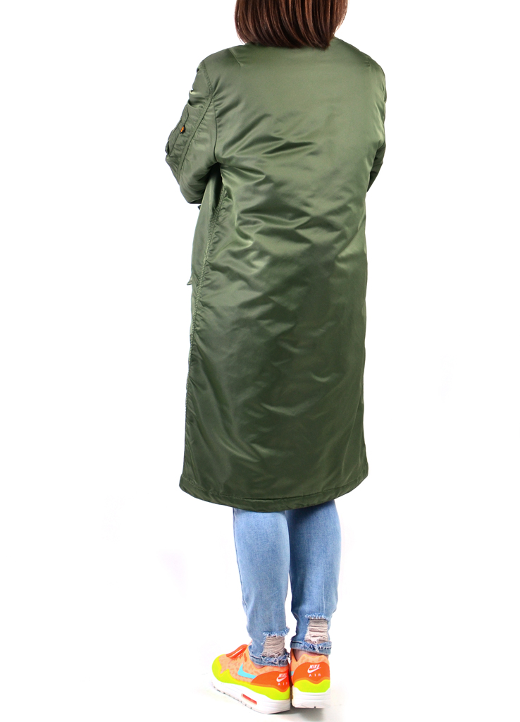 Женская куртка-бомбер удлинённая ALPHA INDUSTRIES MA-1 COAT sage green 