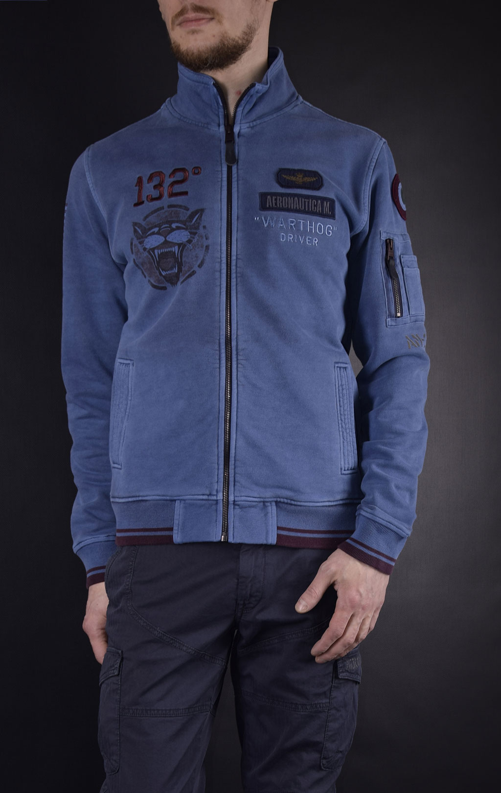 Толстовка AERONAUTICA MILITARE SS19 blue aperto (FE 1373) 