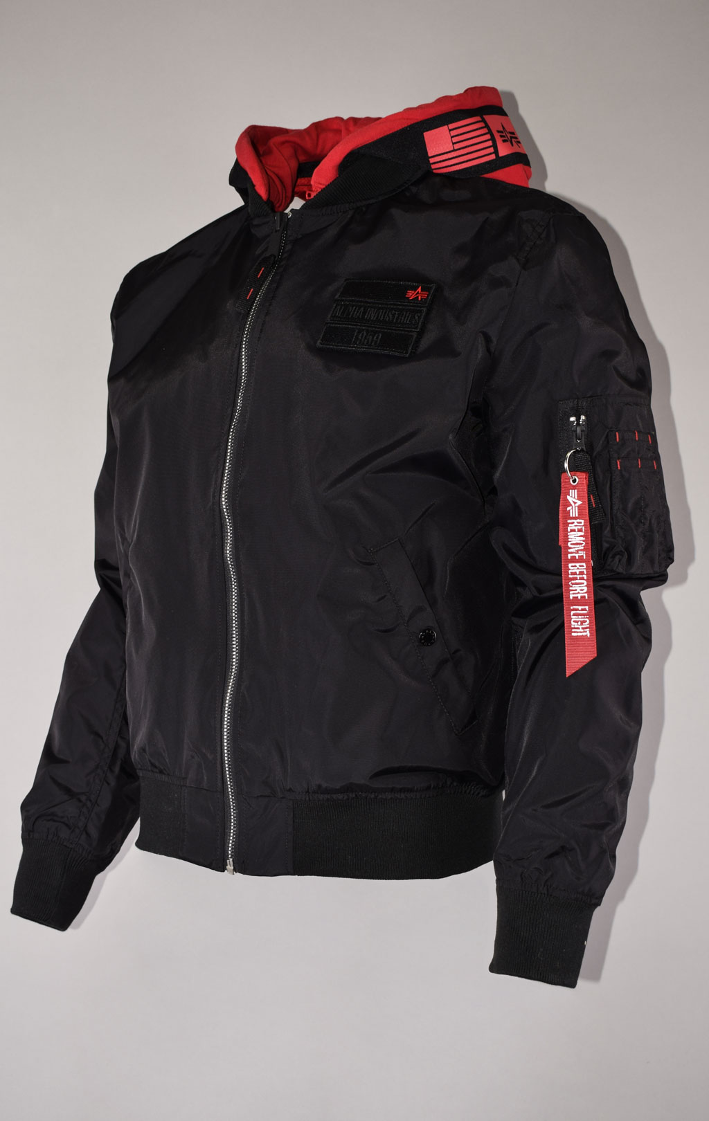 Ветровка-бомбер лётная ALPHA INDUSTRIES TT HOOD CUSTOM MA-1 black 