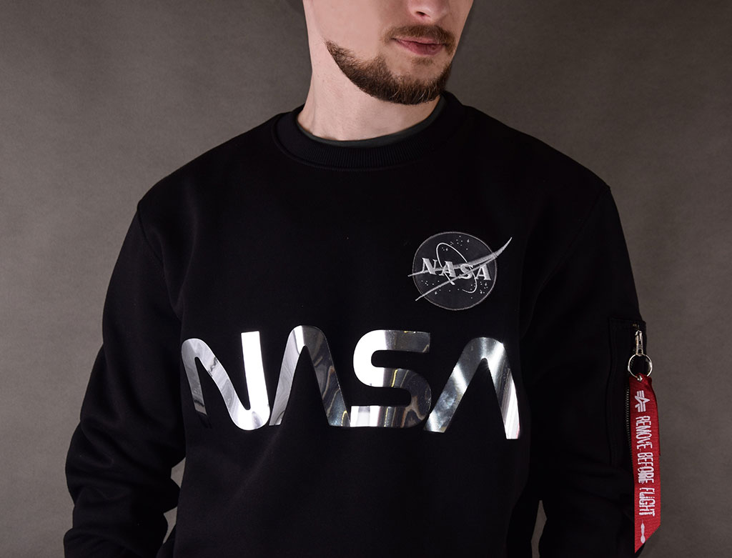 Свитшот ALPHA INDUSTRIES NASA reflective black/chrome 