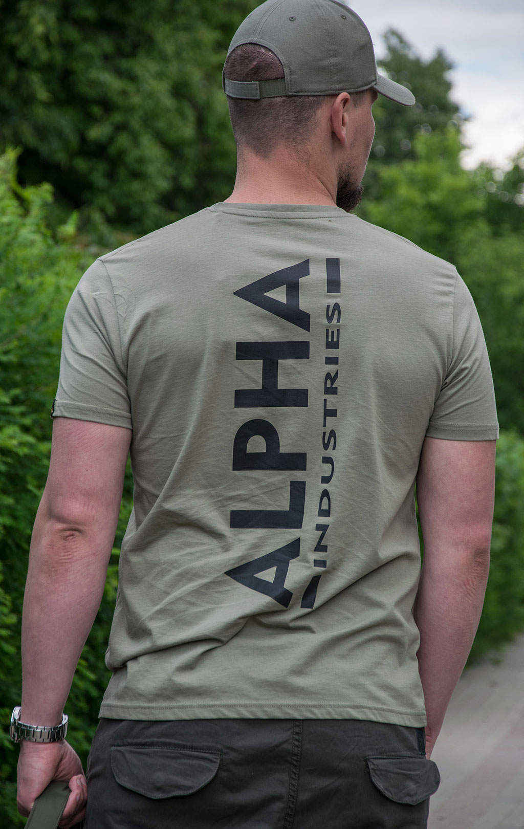 Футболка ALPHA INDUSTRIES BACKPRINT T big size olive/black 