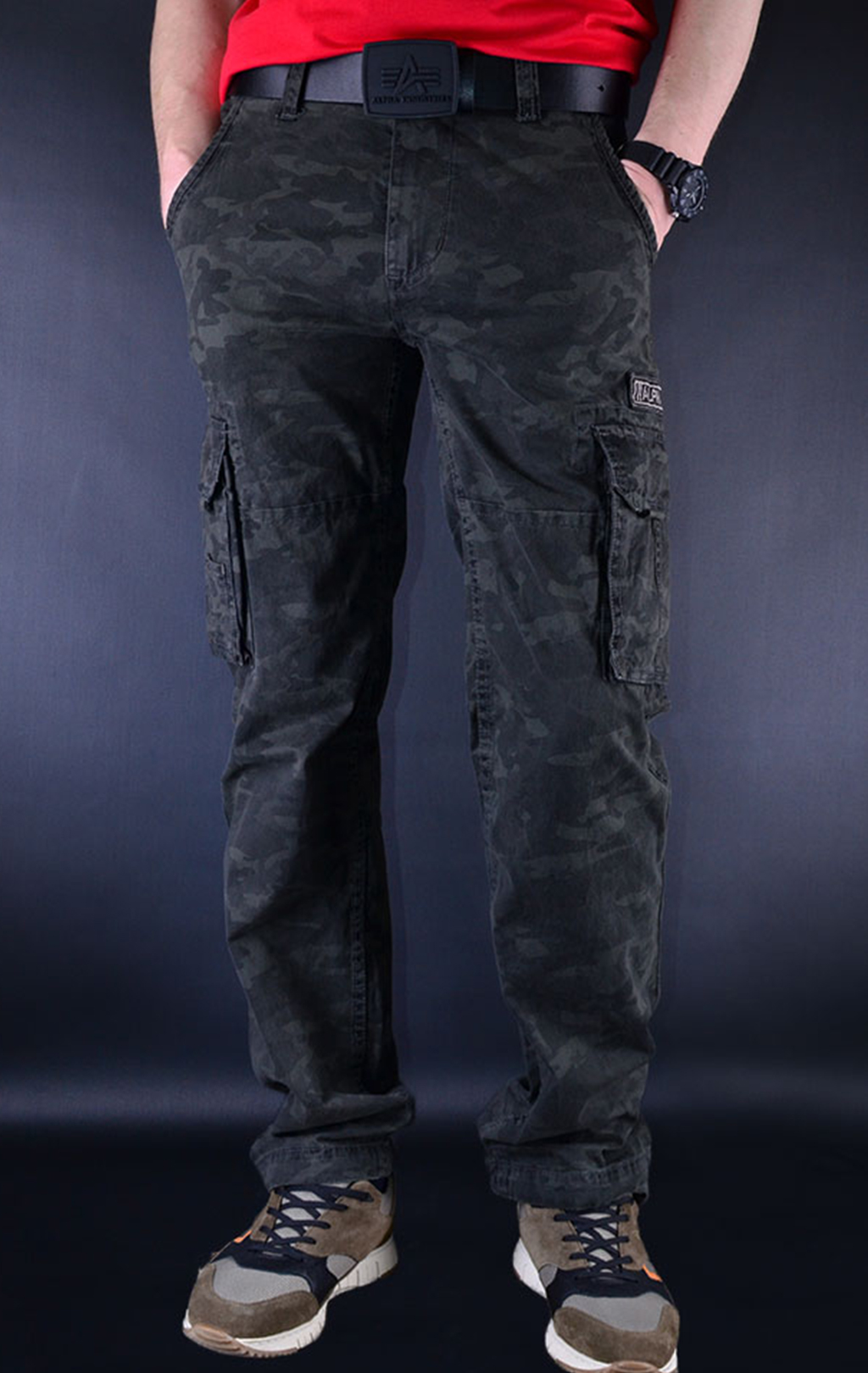 Брюки-карго ALPHA INDUSTRIES JET PANT big size black camo (#101212) 