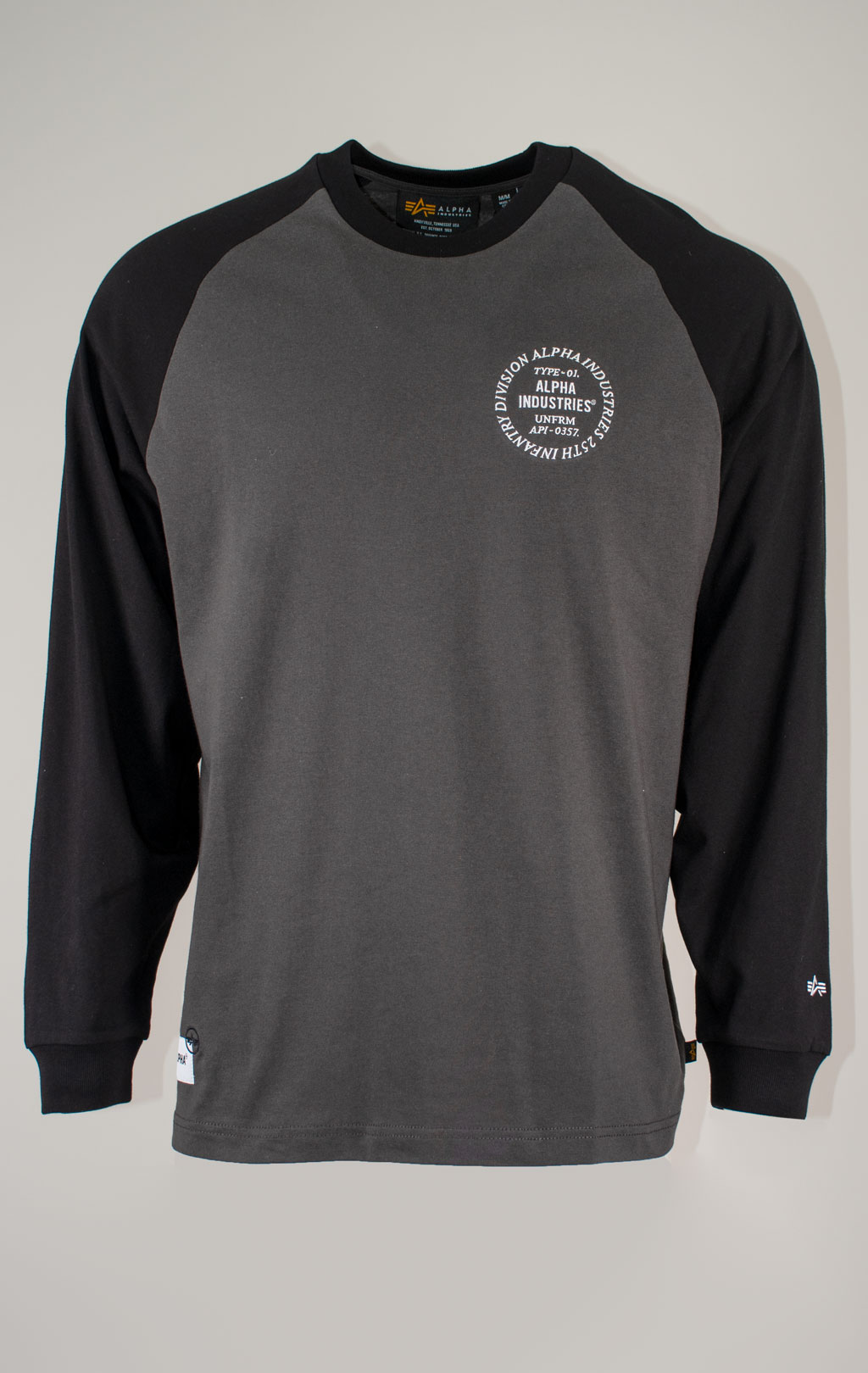 Лонгслив ALPHA INDUSTRIES UNFRM LS RAGLAN T-SHIRT FW 25/26 black M001145 