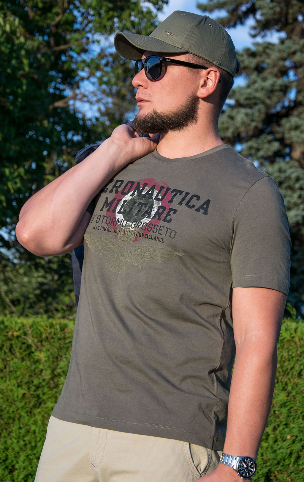 Футболка AERONAUTICA MILITARE big size SS 22/TR verde militare (TS 1940) 