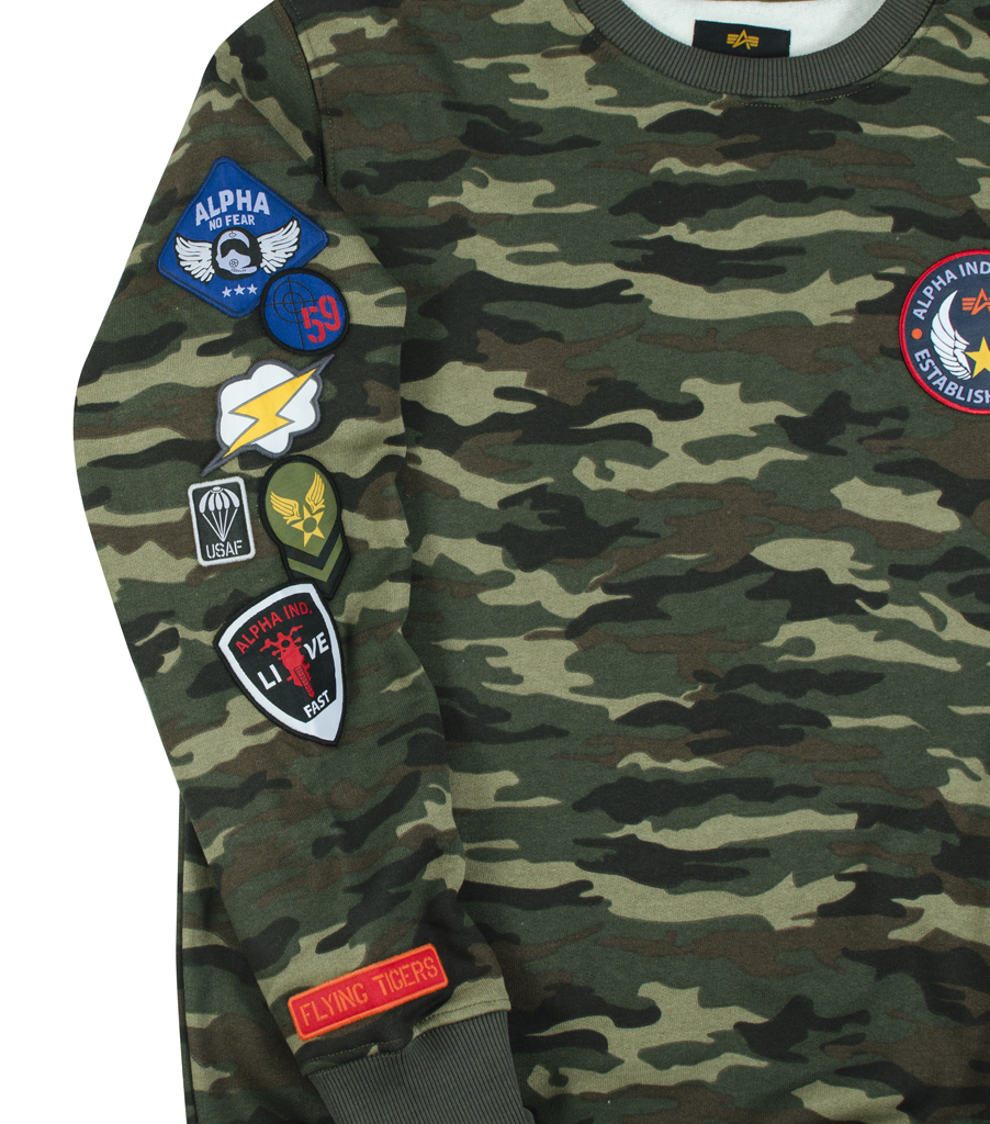 Свитшот ALPHA INDUSTRIES PATCH camo woodland 