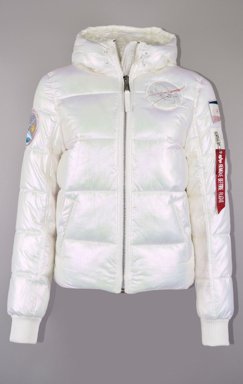 Женская куртка ALPHA INDUSTRIES HOODED PUFFER NASA white 