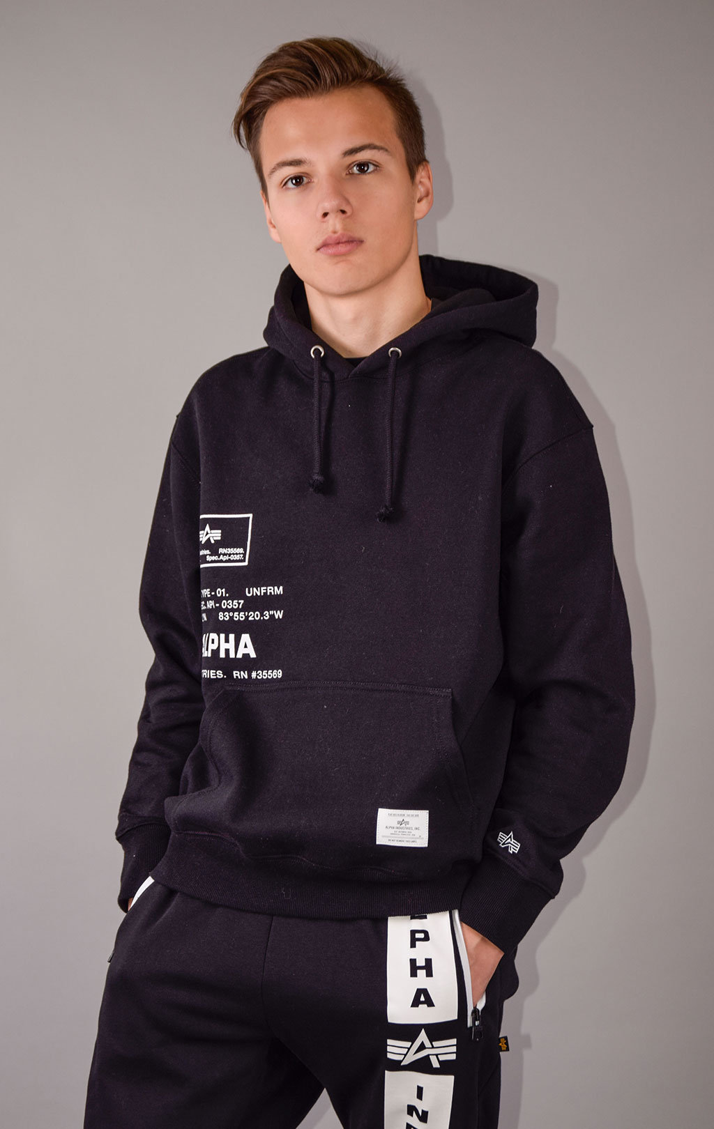 Толстовка ALPHA INDUSTRIES ESSENTIAL SPEC PRINT HOODIE FW 22/23 black 