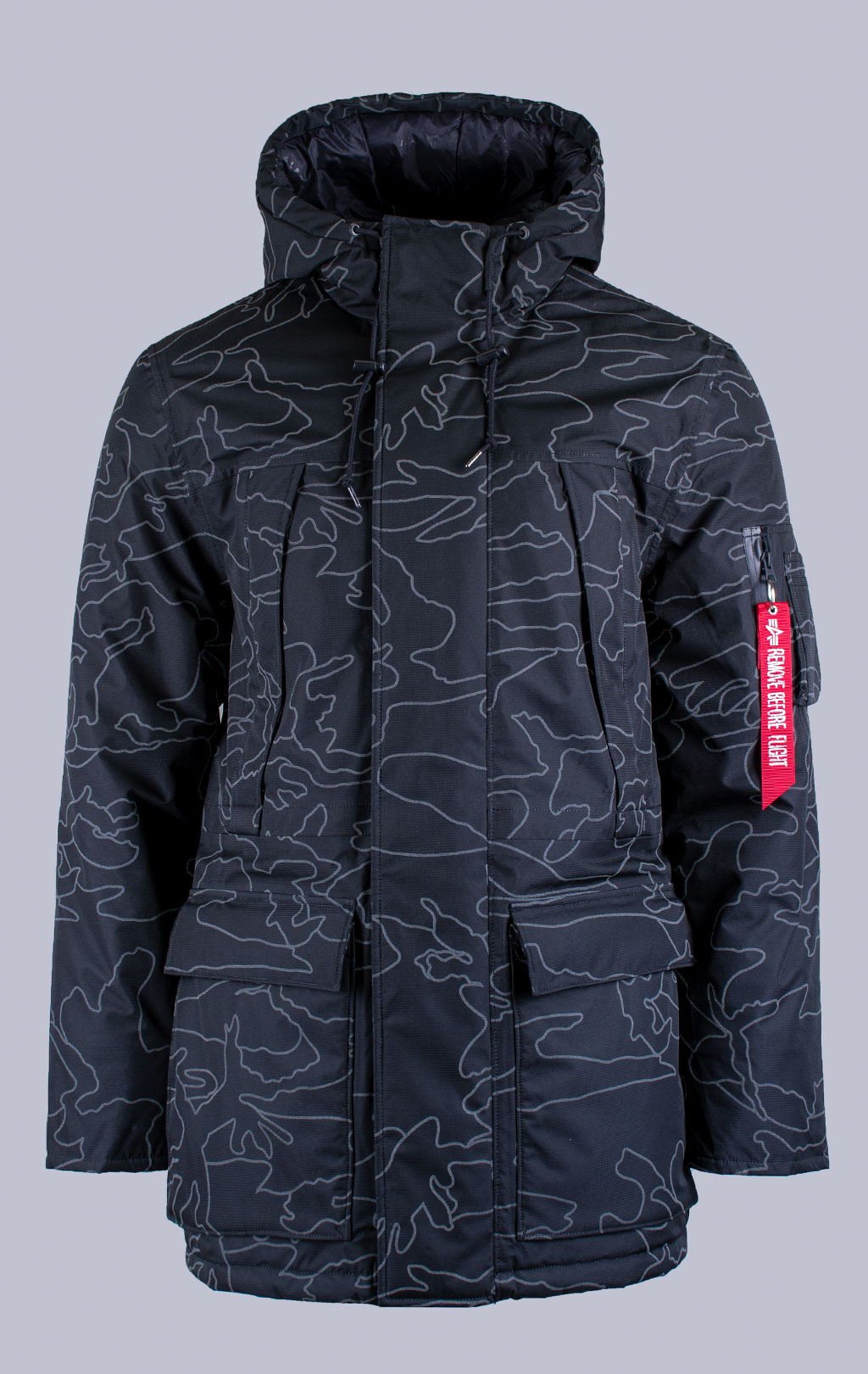 Аляска ALPHA INDUSTRIES PRIMALOFT PARKA N-3B reflective black camo 