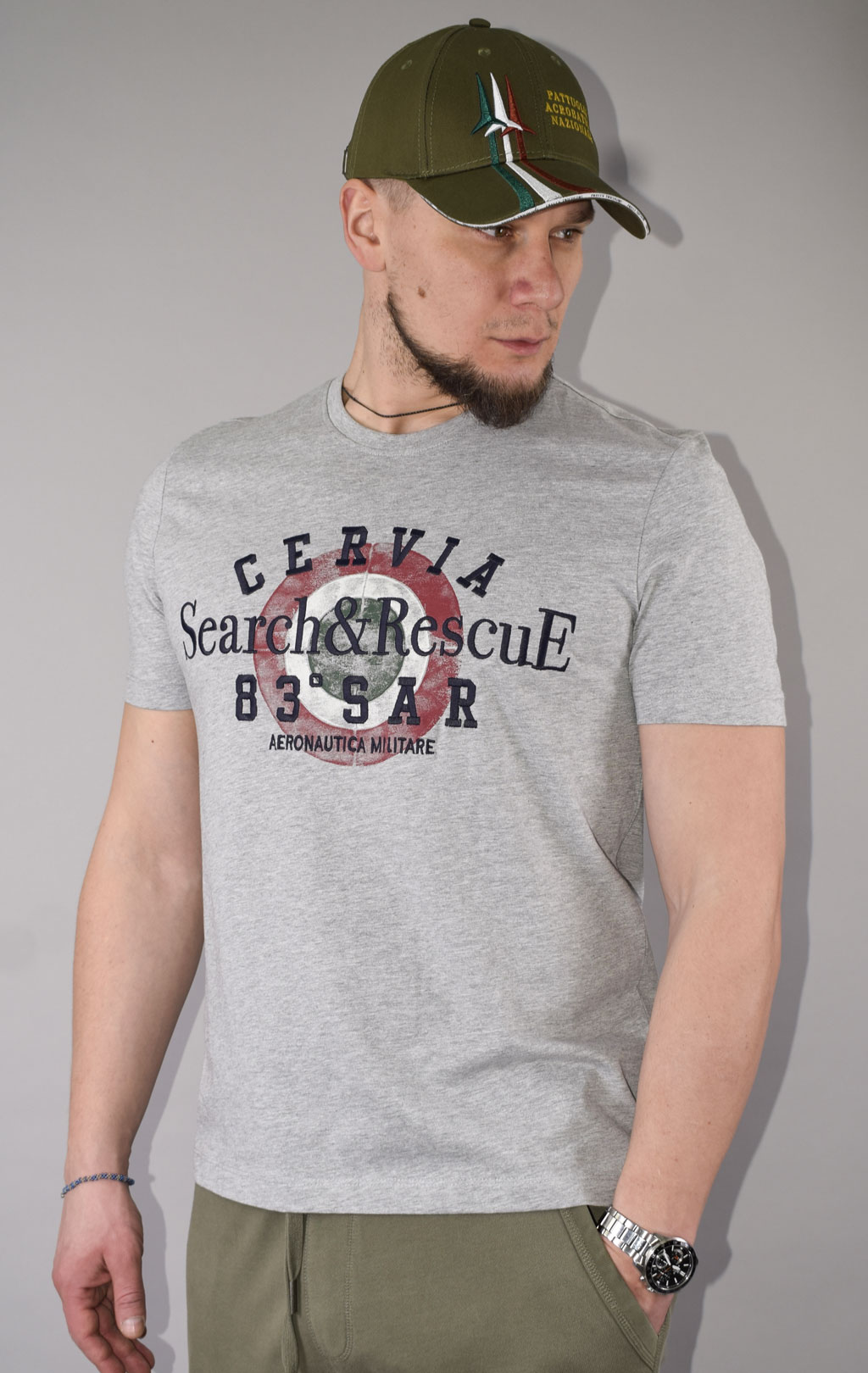 Футболка AERONAUTICA MILITARE SS 23/BD grigio melange (TS 2085)