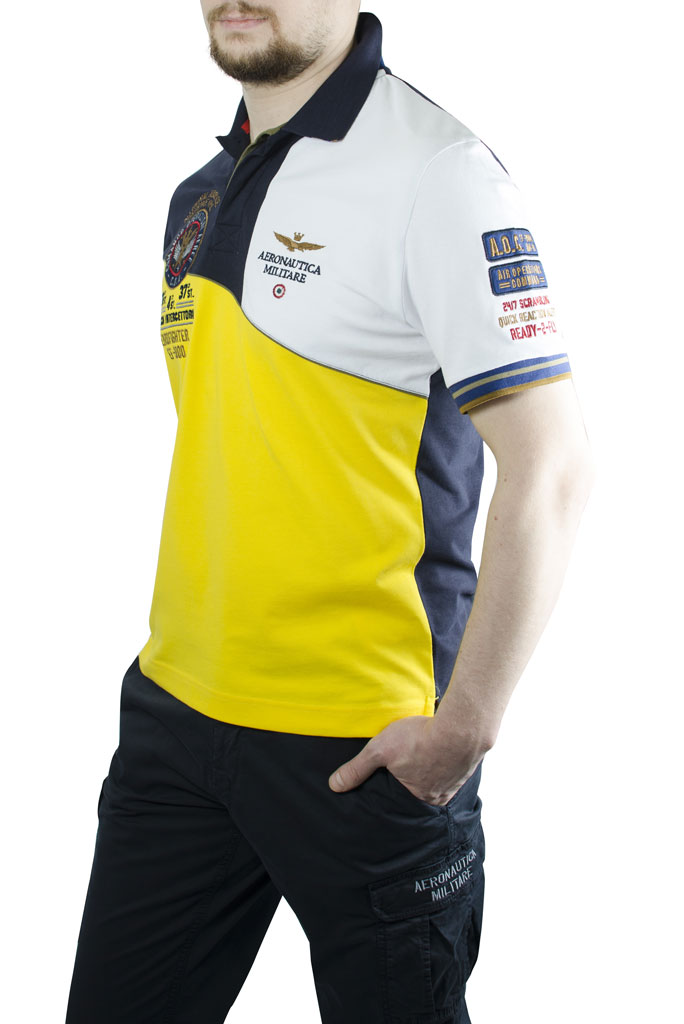 Футболка-поло AERONAUTICA MILITARE blue/bianco/giallo (PO 1156) 