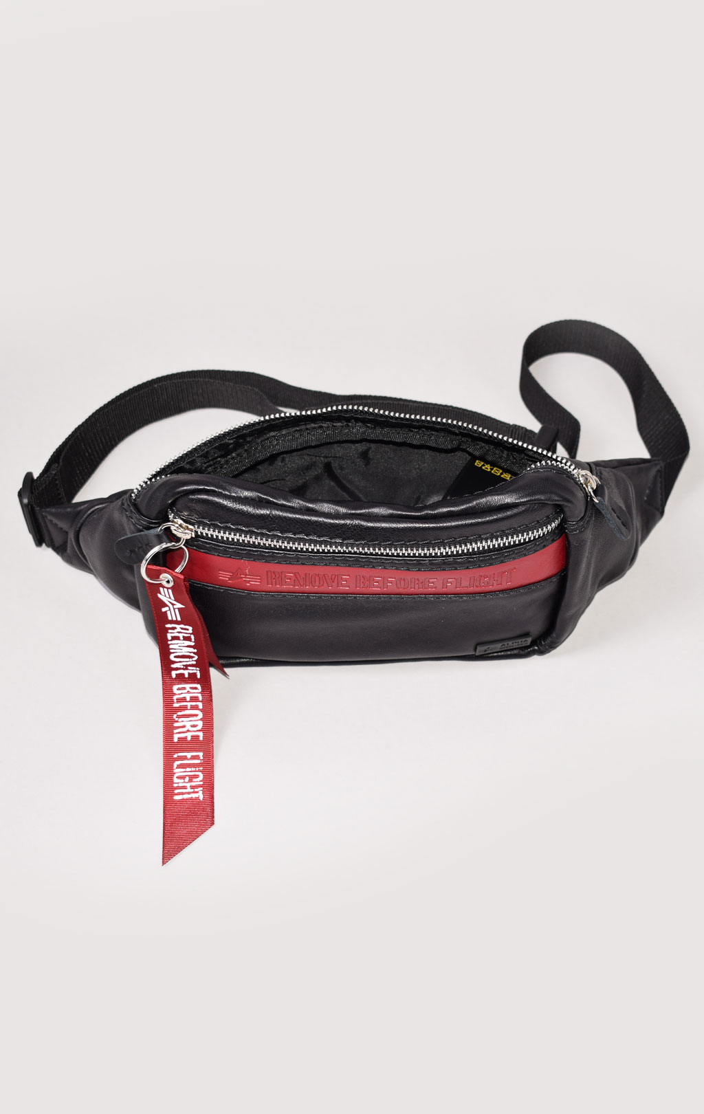 Сумка поясная ALPHA INDUSTRIES RBF LEATHER WAIST BAG black/red 