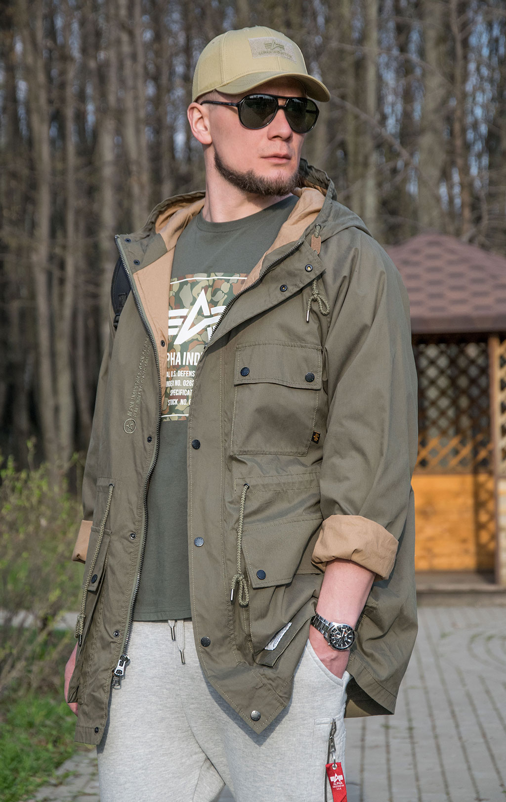 Ветровка ALPHA INDUSTRIES HOODED FIELD JACKET M-65 SS 23 m OG-107 green 