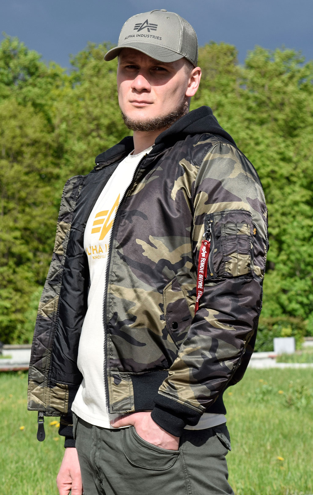 Куртка-бомбер ALPHA INDUSTRIES NATUS MA-1 dark woodland camo 