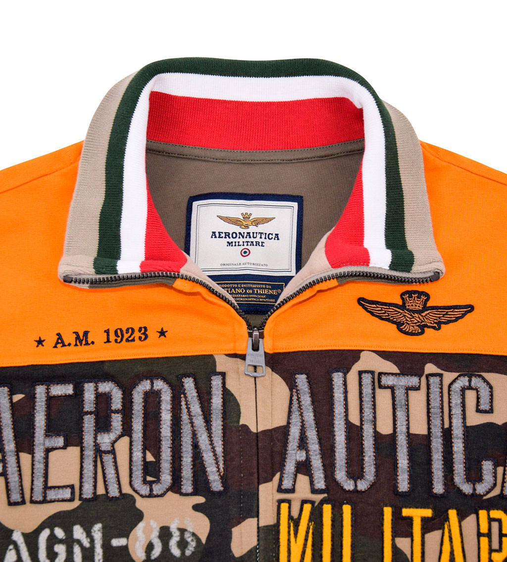 Толстовка AERONAUTICA MILITARE SS19 arancio chiaro/camo/verde (FE 1323) 