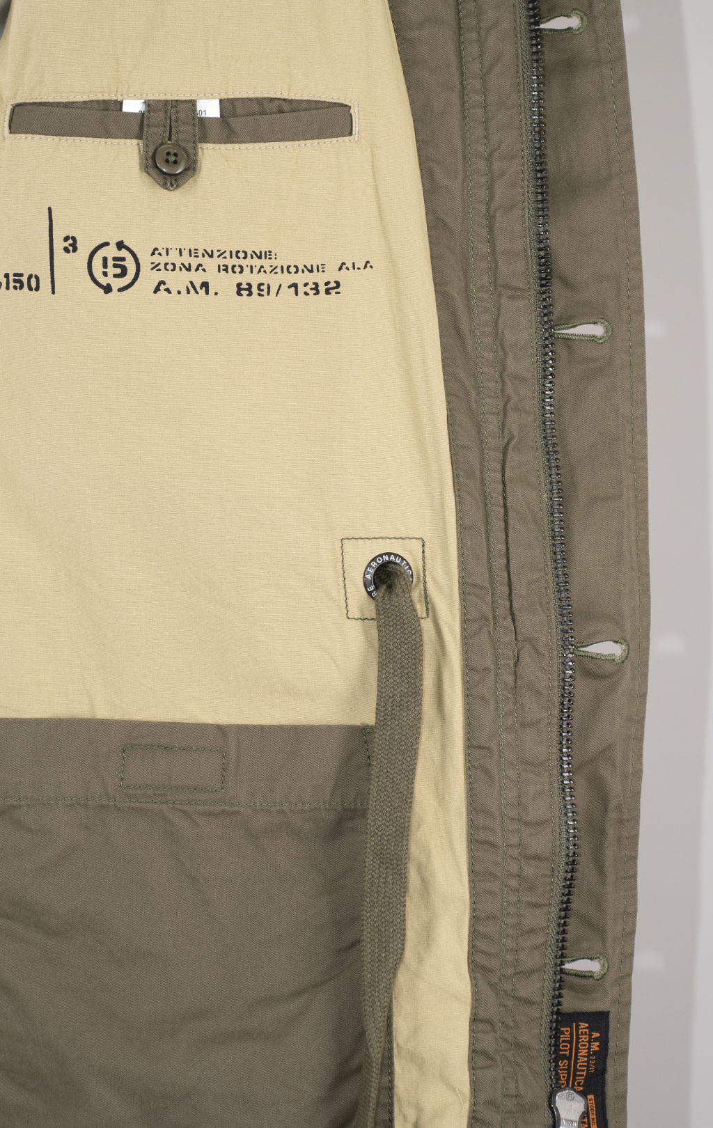 Ветровка AERONAUTICA MILITARE big size M-65 SS 25 m/IN military olive (AB 2212) 