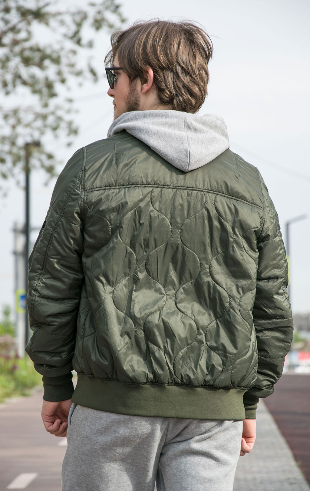 ALPHA INDUSTRIES QUILTED FLIGHT JACKET L 2B SS 22 m dark green ForceAge