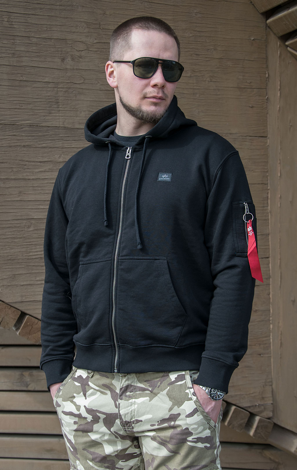 Толстовка ALPHA INDUSTRIES X-FIT ZIP HOODY black 