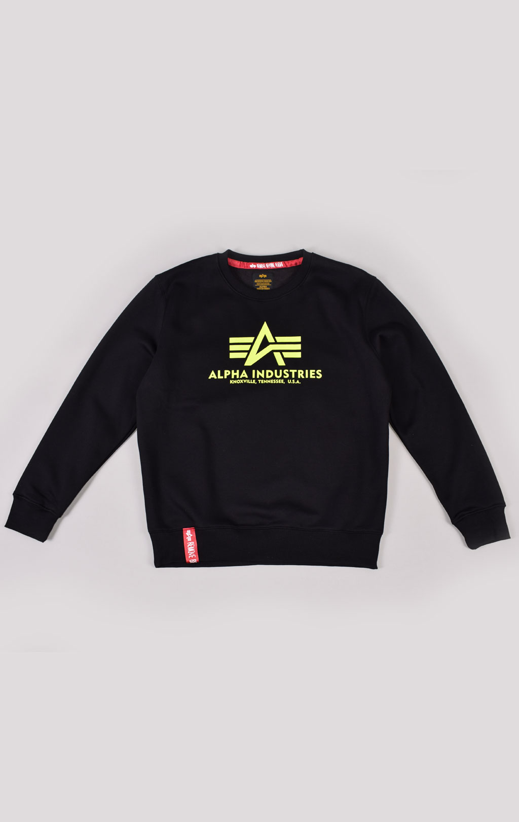 Свитшот ALPHA INDUSTRIES BASIC SWEATER black/neon yellow 