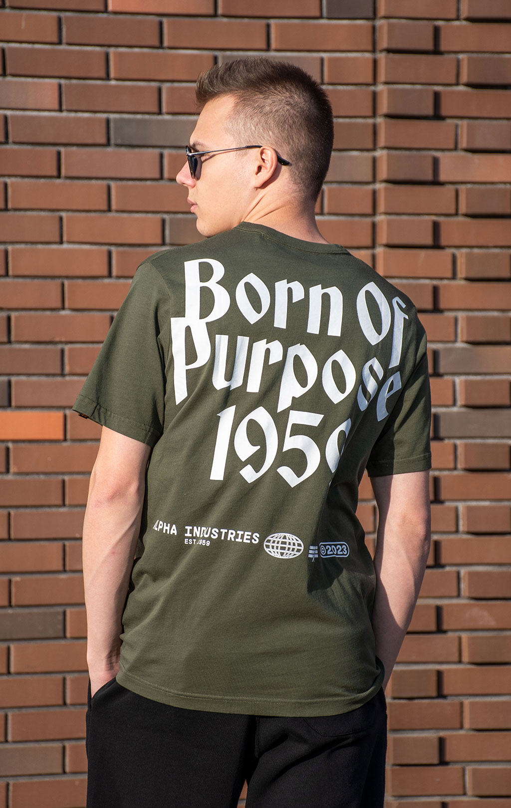 Футболка ALPHA INDUSTRIES BORN OF PURPOSE TEE плотная FW 24/25 olive 