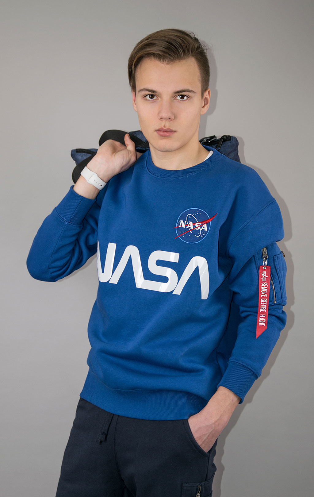 Свитшот ALPHA INDUSTRIES NASA reflective NASA blue 