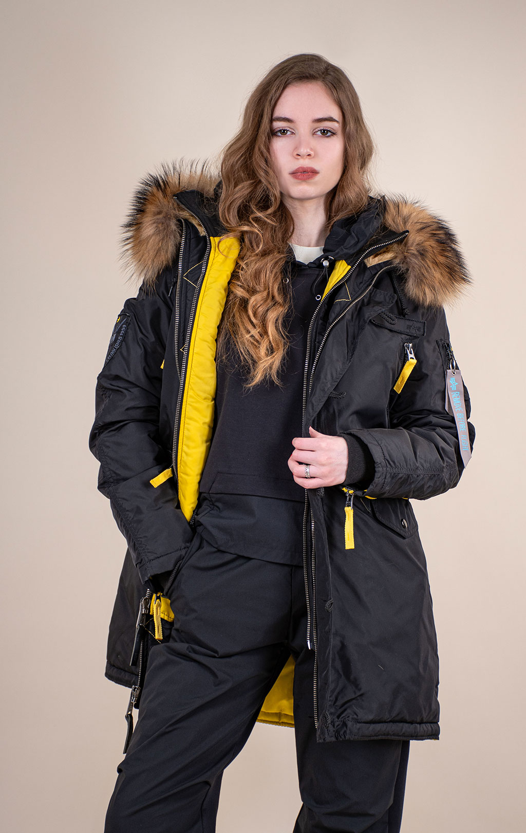 Женская аляска ALPHA INDUSTRIES PPS N-3B натур. мех black 
