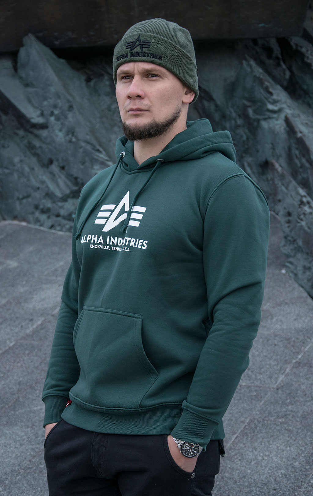 Толстовка ALPHA INDUSTRIES BASIC HOODY navy green 