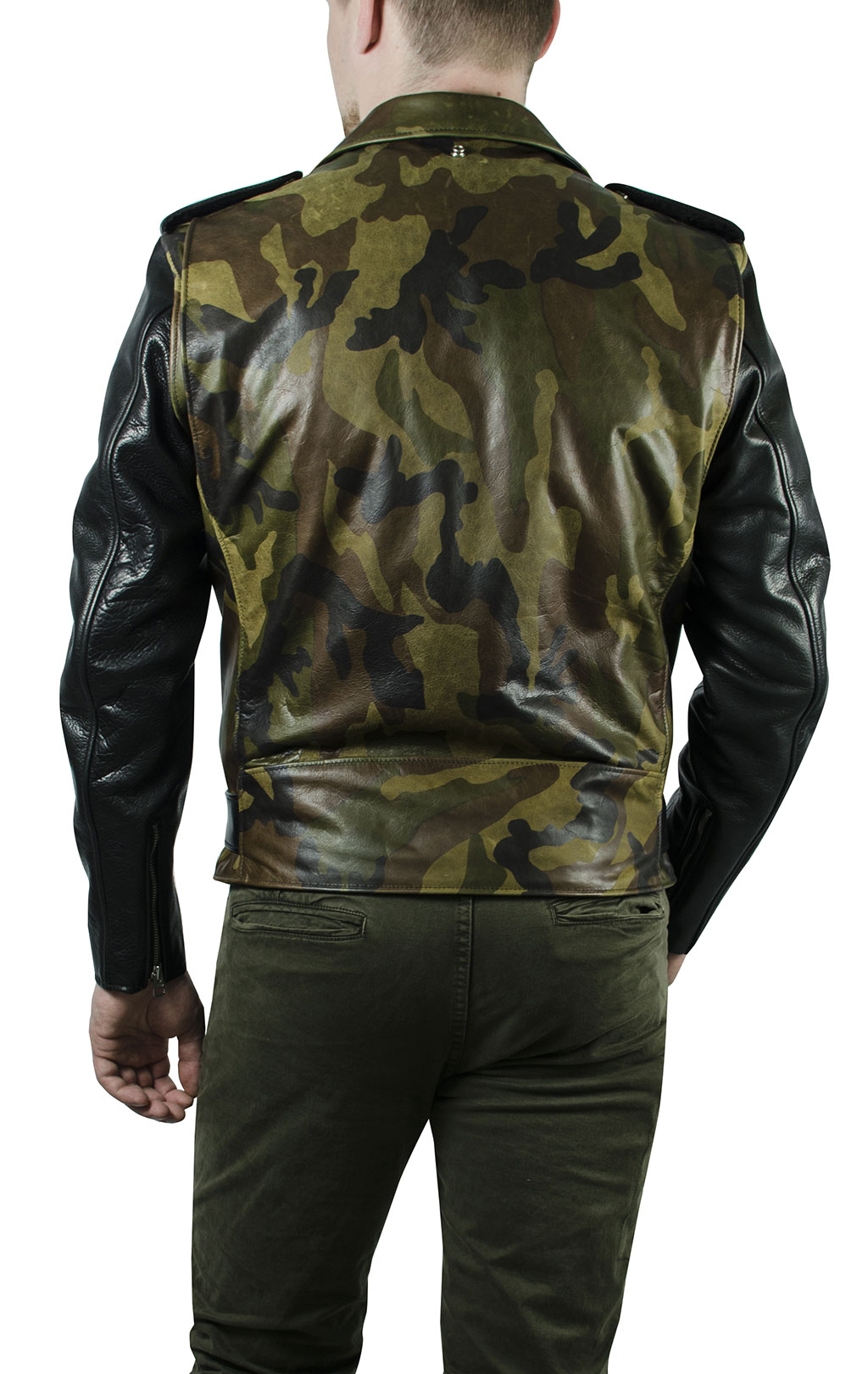 Куртка-косуха SCHOTT NYC MOTORCYCLE JCT кожа camo olive (611UST) 