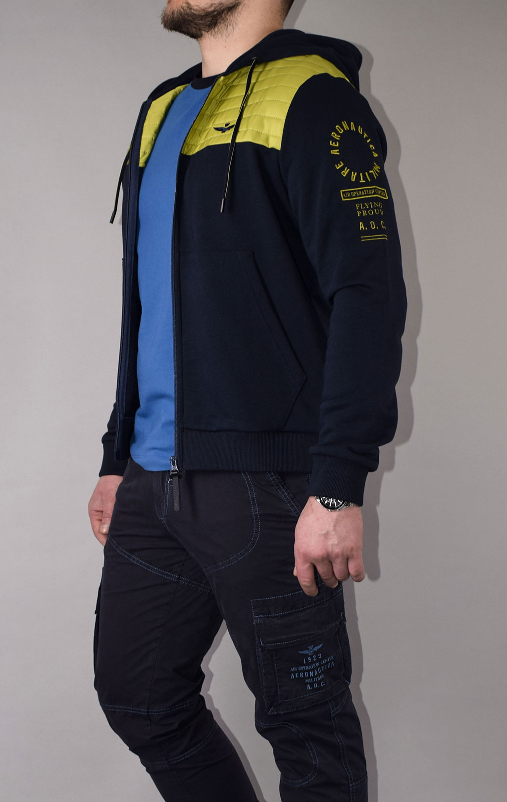 Толстовка с капюшоном AERONAUTICA MILITARE SS 21/IT grinch/blue navy (AF 420) 