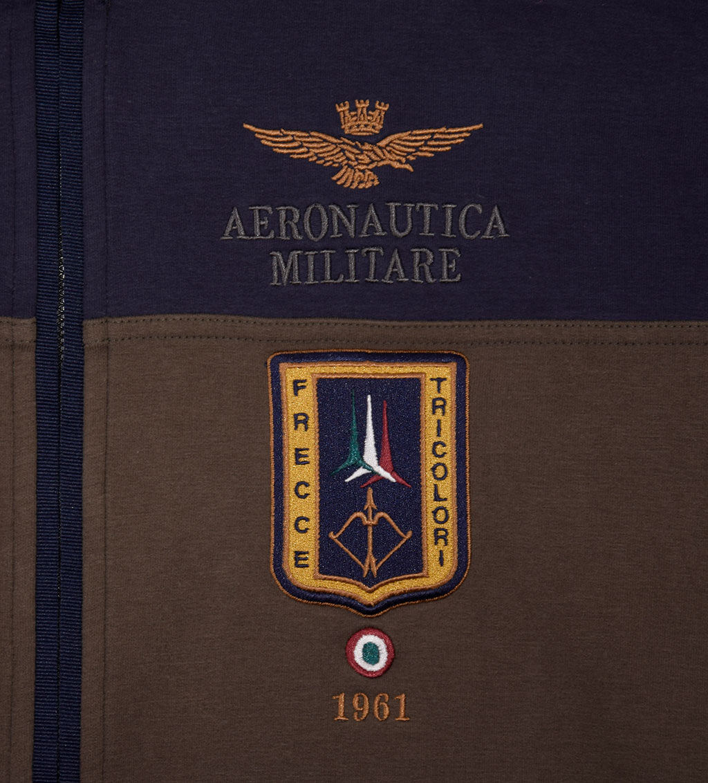 Толстовка с капюшоном AERONAUTICA MILITARE blue navy/verde bosco (FE 1318) 