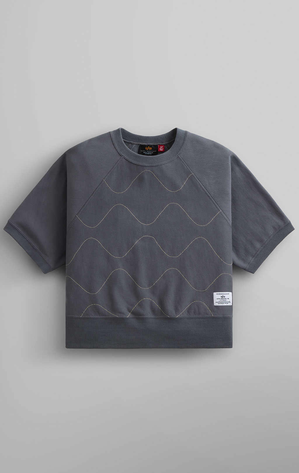 Женский свитшот ALPHA INDUSTRIES SHORT SLEEVE QUILTED SWEATSHIRT SS 24 m aircraft gray 